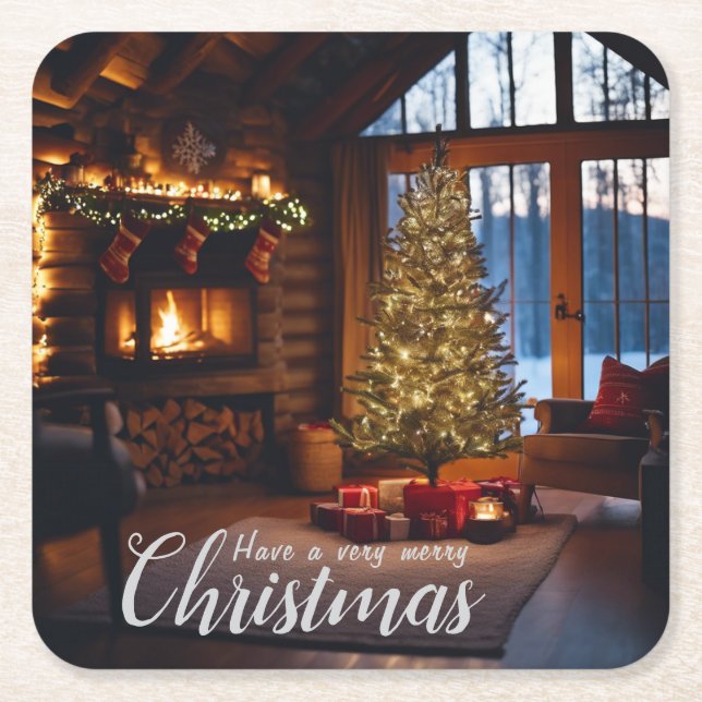 Porta-copo De Papel Quadrado Portas copos de cabina | Cena Dois (Frente)