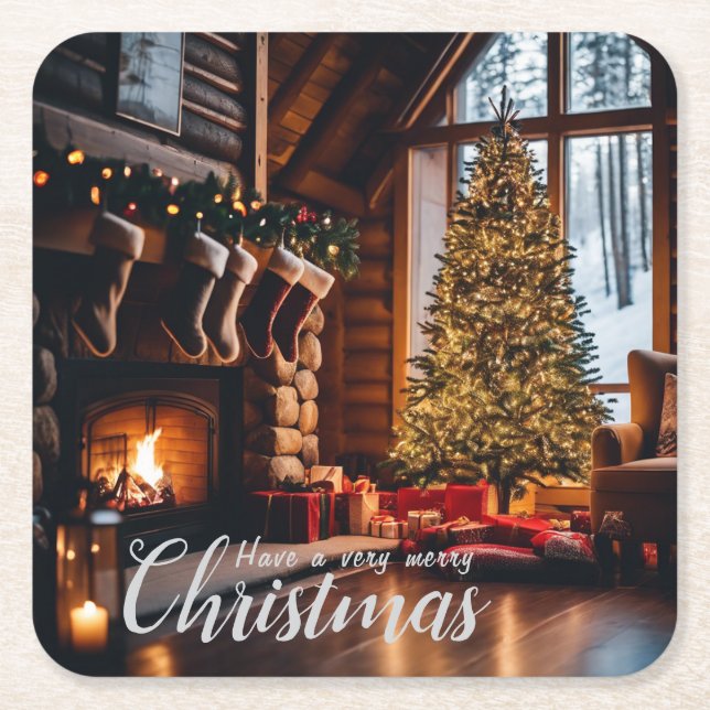 Porta-copo De Papel Quadrado Portas copos de cabina | Cena Um (Frente)