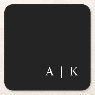 Porta-copo De Papel Quadrado Portas copos De Casamento Com Branco Preto Monogra