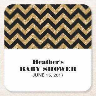 Porta-copo De Papel Quadrado Portas copos de Chá de fraldas Glitter Chevron Dou