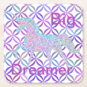 Porta-copo De Papel Quadrado Portas copos de cor Roxo do Unicórnio com cores B