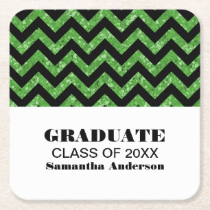 Porta-copo De Papel Quadrado Portas copos de Graduação da Glitter Verde Chevron