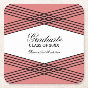 Porta-copo De Papel Quadrado Portas copos de Graduação Vermelha Deco Elegante