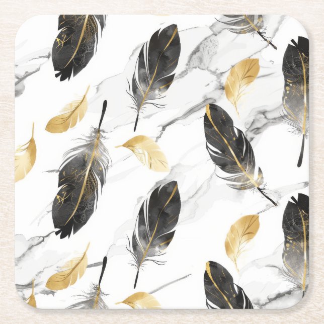 Porta-copo De Papel Quadrado "Portas copos de Harmonia de Penas" (Frente)