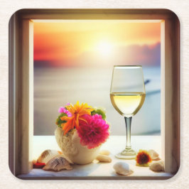 Porta-copo De Papel Quadrado Portas copos de Localização Mundial / Mar Jônico 0