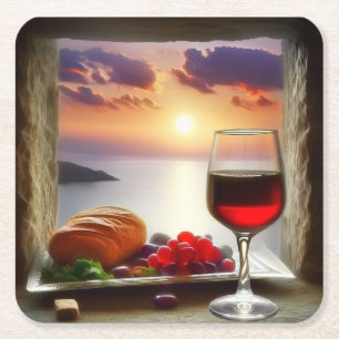 Porta-copo De Papel Quadrado Portas copos de Localização Mundial / Mar Jônico 0