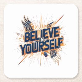 Porta-copo De Papel Quadrado Portas copos de papel - acredite em si mesmo