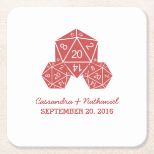Porta-copo De Papel Quadrado Portas copos de Papel de Casamento de Dice D20 Ver