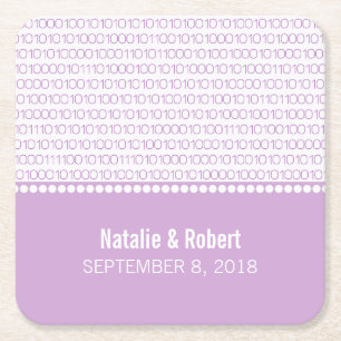 Porta-copo De Papel Quadrado Portas copos de papel de código binário de chic de