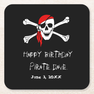 Porta-copo De Papel Quadrado Portas copos de papel de Pirata e Crossbones