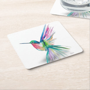 Porta-copo De Papel Quadrado Portas copos de papel do Rainbow Hummingbird