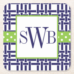 Porta-copo De Papel Quadrado Portas copos de papel monogramas e de bambu