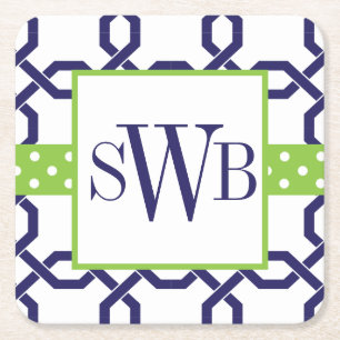 Porta-copo De Papel Quadrado Portas copos de papel monogramas e lattice