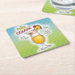 PORTA-COPO DE PAPEL QUADRADO PORTAS COPOS DE PAPEL - PINA COLADA RECIPE COCKTAI