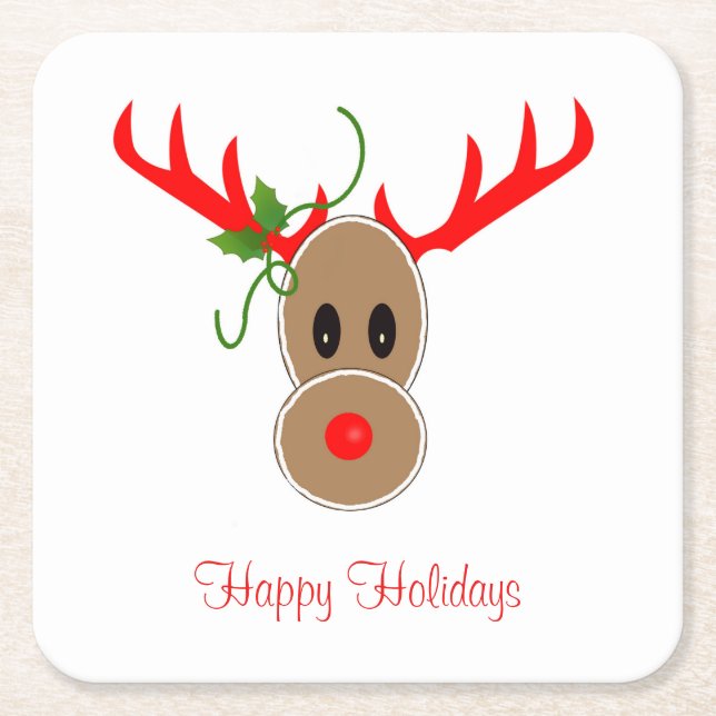Porta-copo De Papel Quadrado Portas copos de Reindeer Gingerbird (Frente)