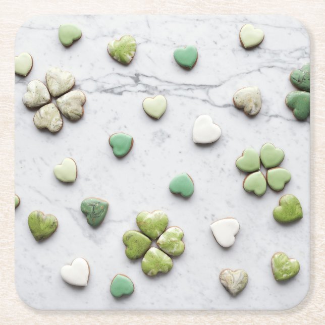 Porta-copo De Papel Quadrado Portas copos do coração (Frente)