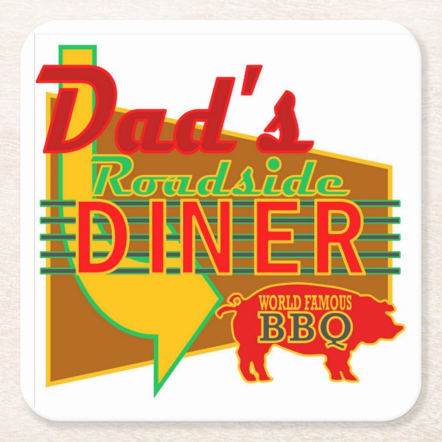 Porta-copo De Papel Quadrado Portas copos do Diner do Pai Roadside (Frente)