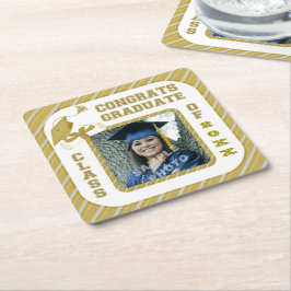 Porta-copo De Papel Quadrado Portas copos do Formando de Graduação Dourada