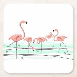 Porta-copo De Papel Quadrado Portas copos do grupo dos flamingos