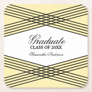 Porta-copo De Papel Quadrado Portas copos Elegantes de Graduação Amarela Deco