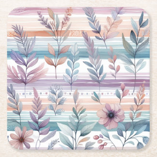 Porta-copo De Papel Quadrado Portas copos Florais de Aquarela