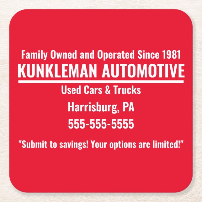 Porta-copo De Papel Quadrado Portas copos Kunkleman (Frente)