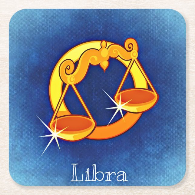 Porta-copo De Papel Quadrado portas copos libra-zodiaca (Frente)