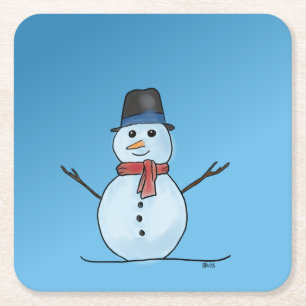 Porta-copo De Papel Quadrado Portas copos Snowman