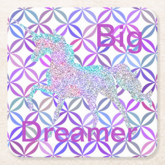 Porta-copo De Papel Quadrado Portas copos Unicorn Coloridas Roxas Grande Dreame