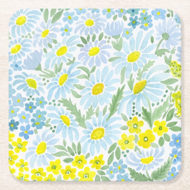 Porta-copo De Papel Quadrado Portas de Aquarela (Frente)