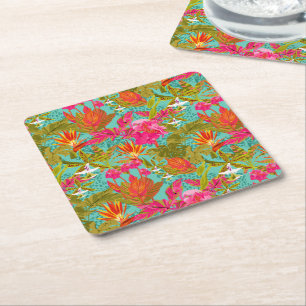 Porta-copo De Papel Quadrado Porte-copos de papel floral tropical de estufa man