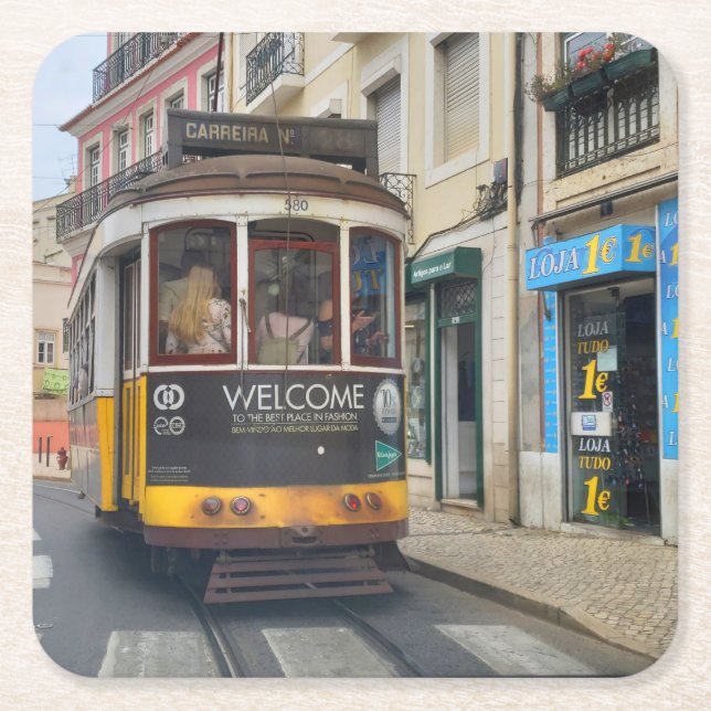 Porta-copo De Papel Quadrado Portugal Real-Lisboa (Frente)