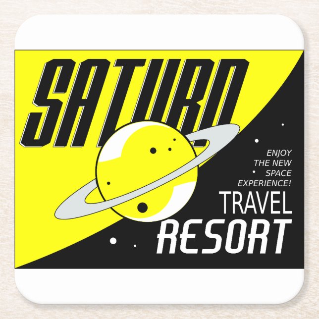 Porta-copo De Papel Quadrado Posavasos de cartón con diseño espacial (Frente)