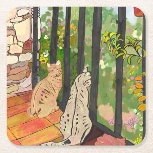 Porta-copo De Papel Quadrado Posavasos Gatos