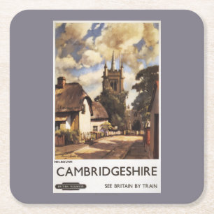 Porta-copo De Papel Quadrado Poster britânico das estradas de ferro da opiniã