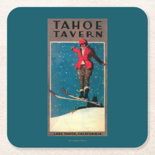 Porta-copo De Papel Quadrado Poster do Promo da taberna de Tahoe