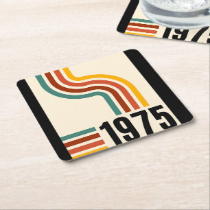Porta-copo De Papel Quadrado poster vintage 50º Aniversário de 1975