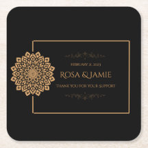 Pousa-Copos de Festa de Casamento Preto e Dourado