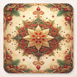 Porta-copo De Papel Quadrado Pousa-copos de papel decorativo vermelho verde par