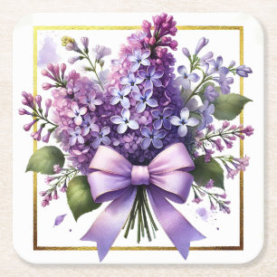 Porta-copo De Papel Quadrado Pousa-copos Floral Lilás, Pousa-copos de Flores El