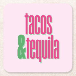 Porta-copo De Papel Quadrado Pousa de Tacos & Tequila