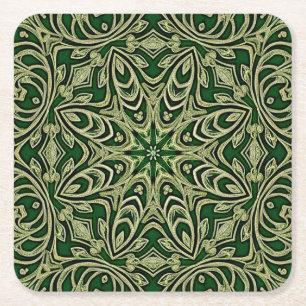 Porta-copo De Papel Quadrado Pousa Decoração Papel Ouro Verde