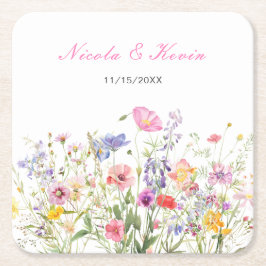 Porta-copo De Papel Quadrado Pousa-flores Primavera Floral