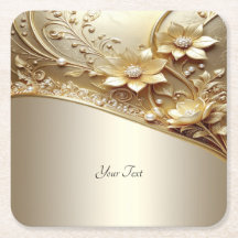 Pousa Papel Floral Ouro Ornamentado Moderno