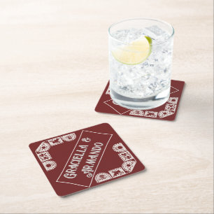 Porta-copo De Papel Quadrado Pousa-vasos de Papel Minimalista Bordeaux para Cas