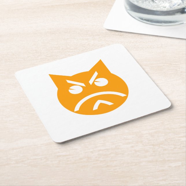 Porta-copo De Papel Quadrado Pouting Emoji Cat (Inclinado)