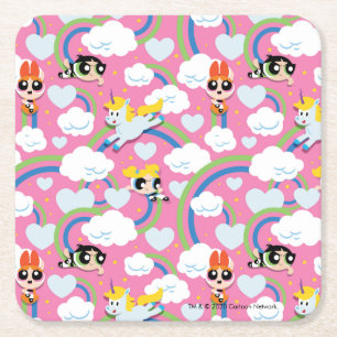 Porta-copo De Papel Quadrado Powerpuff Girls & Donny Rainbow Patterno