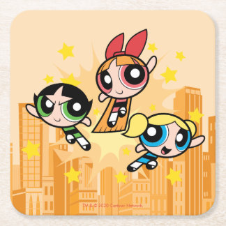 Porta-copo De Papel Quadrado Powerpuff Girls Save The Day