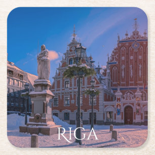 Porta-copo De Papel Quadrado Praça da Prefeitura de Riga na Costa de Papel Quad