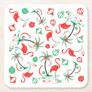 Porta-copo De Papel Quadrado Praça Flamingo Multi-porta copos de Natal Vermelho